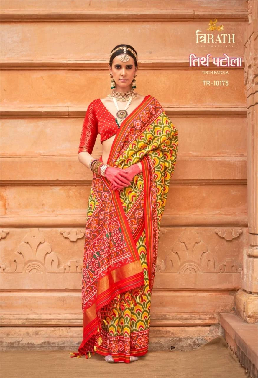 Trirath Tirth Patola Soft P.V.Silk Wholesale Fancy Sarees Catalog — Wholesale Sarees, MPA wholesale from Surat - Gallery Image 8